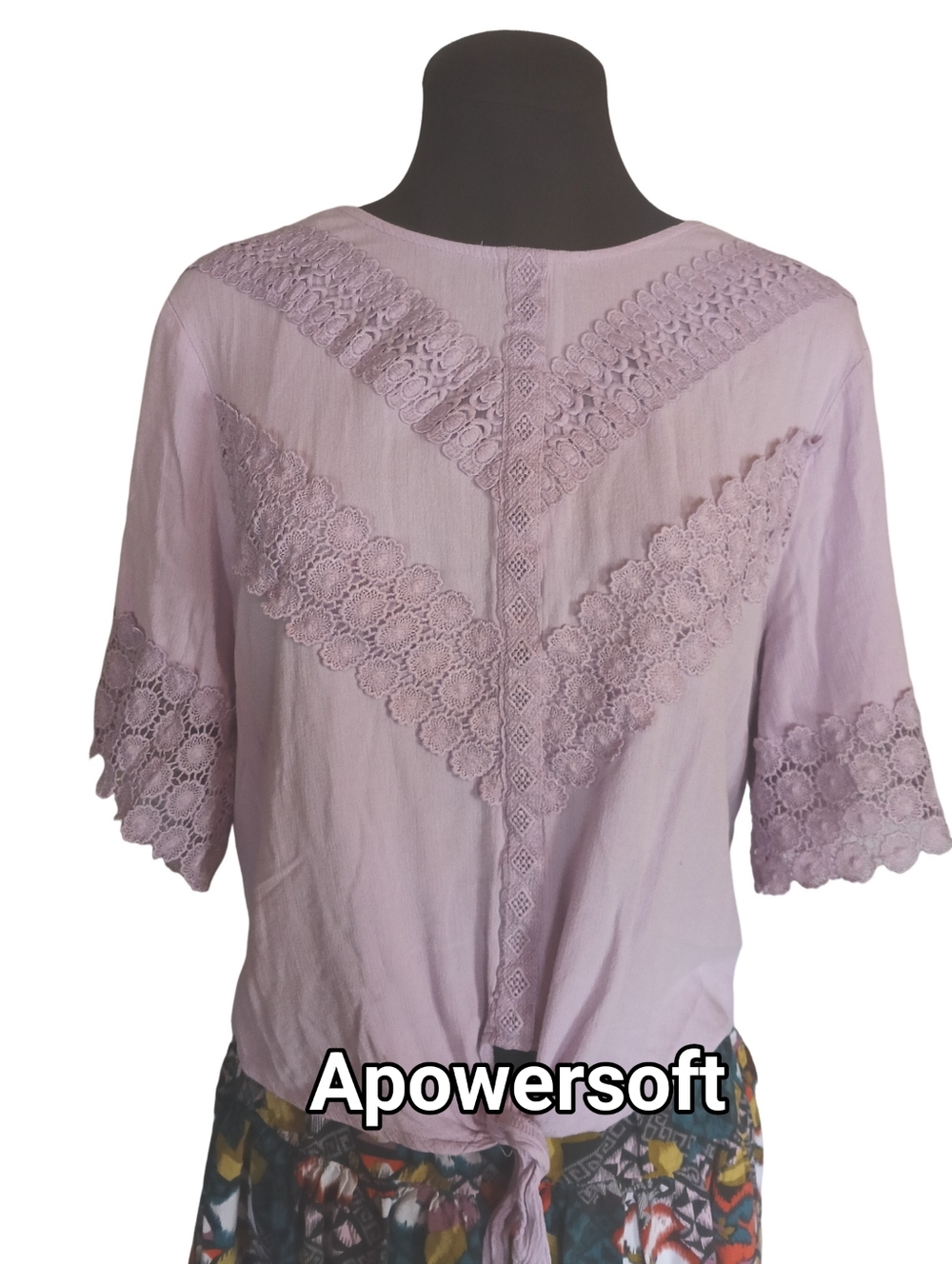 Lavender Lace Trim Tie Front Boho Romantic Blouse